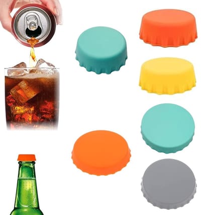 Dailygoods- Blikdeksel Herbruikbaar - Siliconen Deksels - Voor Drankblikjes/Bierblikjes - Veilig Materiaal - 6 Stuks - Diameter 5,2 cm - Drankdeksel