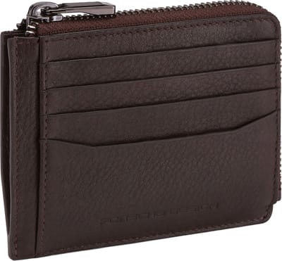 PORSCHE DESIGN Leren Kaarthoes Business Wallet 11 With Zip Dark Brown Bruine