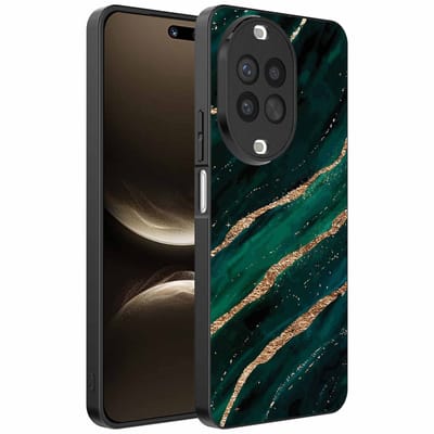 Geschikt voor Huawei Nova 14 Ultra Telefoonhoesje met marmer opdruk - TPU backcover case marble design - Groen Goud - Smartphonica geschikt voor Huawei Nova 14 Ultra