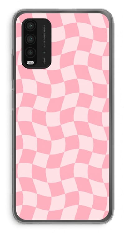 Case Company® - Hoesje geschikt voor Xiaomi Redmi 9T hoesje - Grid Roos - Soft Cover Telefoonhoesje - Bescherming aan alle Kanten en Schermrand