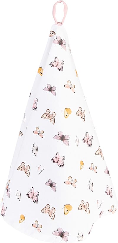 Clayre & Eef Theedoek Ø 80 cm Beige Roze Katoen Vlinders