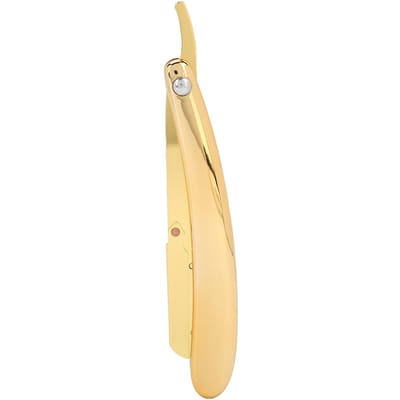 Rasoir droit pour homme en acier inoxydable rasoir manuel pour barbier maison (sans lame)Placage Or beige