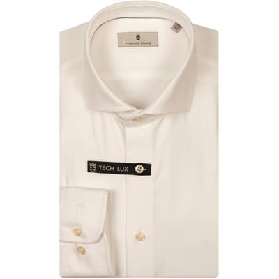 Thomas Maine Overhemd Hyperstretch Mélange Roma Modern Kent Wit / male