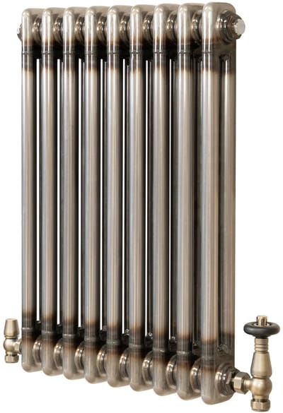 Kolomradiator - 2-kolom 600x425 mm - ruw metaal - incl. kraan