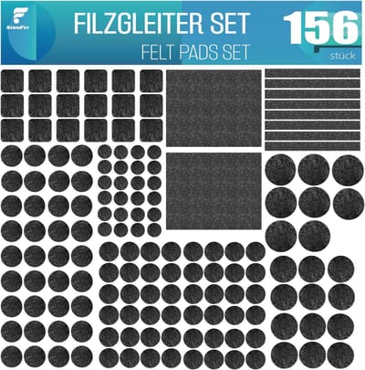 Set van 156 zelfklevende vilten meubelkussens voor vloerbescherming