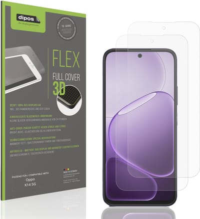 dipos FLEX – 2x Matte Screenprotector geschikt voor Oppo K14 5G | Volledige Schermbescherming | Case-Friendly