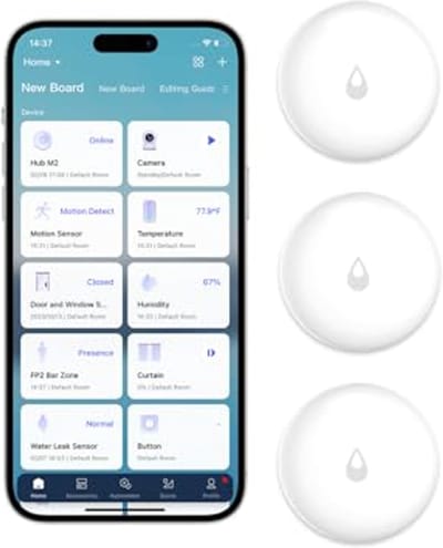 Draadloze Waterlekkage Sensor 3-pack voor Slimme Huizen - Mini Vloed Detector voor Alarmsystemen in Keuken, Badkamer en Kelder
