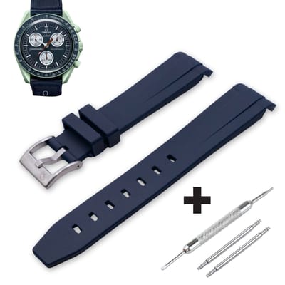 Watch Mates - MoonSwatch Horlogebandje - Donkerblauw + Gratis Tool & Pushpins