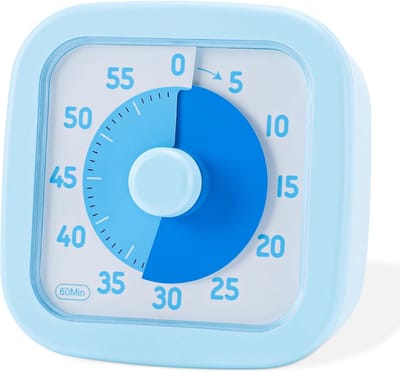 Visuele Timer - Afteltimer Klok - Tijd Beheer - Geruisloze Werking - 60 Minuten - Blauw