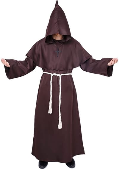 Dailygoods- Monnik Kostuum - Fluwelen Cape met Capuchon - Halloween Kostuum - Verkleed Kostuum - Polyester - Ideaal voor Thema-avonden - Verkleedkostuum