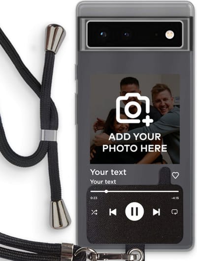 Gepersonaliseerd - Case Company® - Hoesje met koord geschikt voor Google Pixel 6 hoesje met Koord - Music Player - Telefoonhoesje met Zwart Koord - Bescherming aan alle Kanten en Over de Schermrand