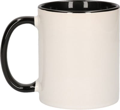 Koffiemok / thee beker - 2x - 300 ml - Wit/zwart - Cadeau mokken - keramiek