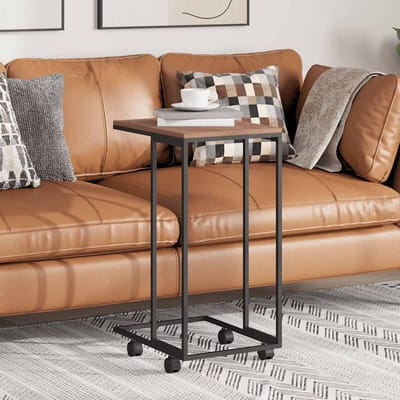 vidaXL - Bijzettafel - met - wieltjes - 40x30x63,5 - bewerkt - hout - zwart