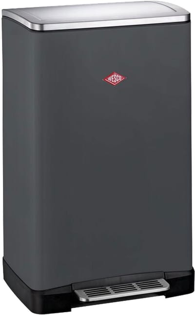WESCO Big Double Boy Afvalscheider | 36 Liter | Duo Pedaalemmer (2x18 Liter) | Metaal - Mat grafiet | Prullenbak