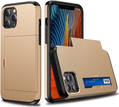 Mobiq pashouder hoesje geschikt voor iPhone 15 Plus | vakje voor pasjes goud