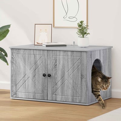 vidaXL Kattenhuis Grijs Sonoma 85 x 55 x 50,5 cm Bewerkt hout