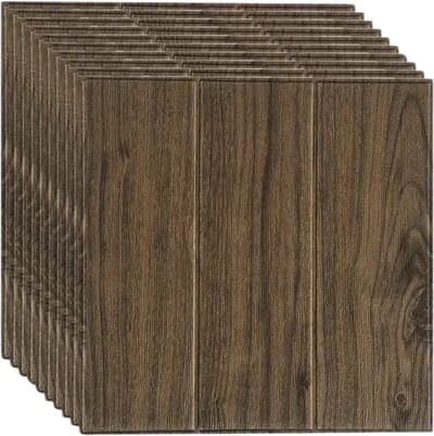 Bovista Wandpaneel - Zelfklevend - Wandpanelen - Woonkamer - Badkamer - Zwarte Houtnerf - 20 Stuks - 35x35cm