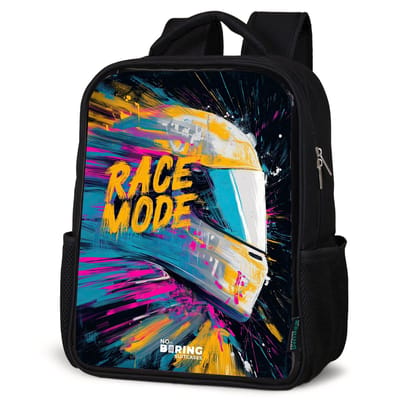 Rugzak zwart - Schooltas jongen & meisje - Racehelm - Verfspatten - Penseelstreken - Race mode - Rugtas voor school - Boekentas kind - Schoolrugzak - Kinderrugzak