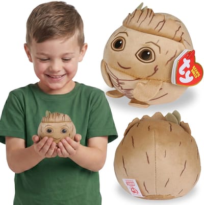 TY MARVEL Groot Ronde mascotte, om mee te gooien, zacht knuffeltje, pluche BEANIE BALLS 9 cm