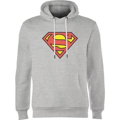 Official Superman Crackle Logo Hoodie - Grey - S