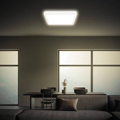BRILONER Tava - LED Plafonniere - met achtergrondverlichting - 4.000 K - 16W - plat ontwerp - 24x24 cm