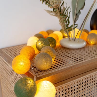 Cotton Ball Lights - LED lichtslinger voor binnen - Handgemaakt en Fairtrade - 35 lampjes - Jungle