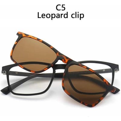 5 STuks Magnetische Clip-On Zonnebril UV400 Kunststof Frame voor Dames Heren Nachtrijden SHOW AS PICTURE brown