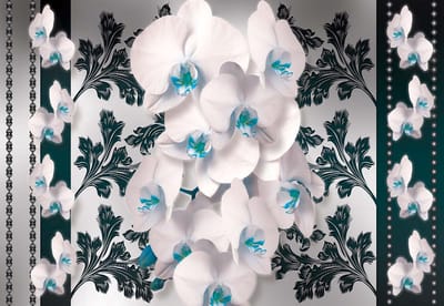 Fotobehang Flowers Floral Orchids Pattern | XL - 208cm x 146cm | 130g/m2 Vlies