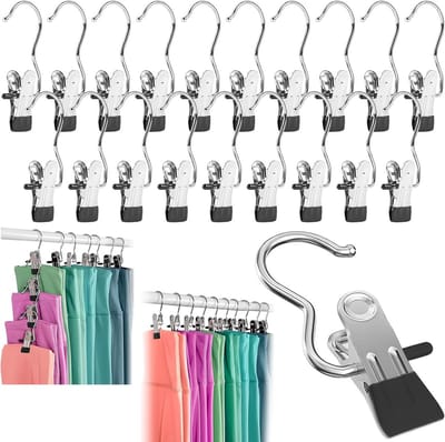 20 Stuks Ruimtebesparende Broekhangers met Antislip Clips en Draaibare Haken