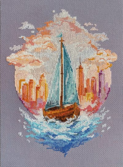 Borduurpakket ABRIS ART - On waves of Adventure - Op de golven van avontuur - Level: eenvoudig