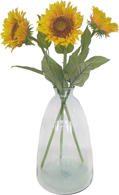 Bellatio Design Kunstbloem Zonnebloem Helianthus - 3x - 77 cm - losse steel - kunst zijdebloem