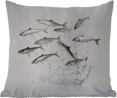 Tuinkussen - Vissen - Water - Wit - 40x40 cm - Weerbestendig