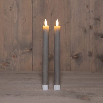 Annas collection - B.O. 2Pcs 3D Wick Taupe Taper Candle 23 cm Rusti...