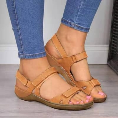 Nieuwe Damessandalen Platte Schoenen met Open Teen Dames Casual Platform Damessandalen Retro Dames 35 bruin