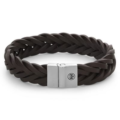 Rebel & Rose armband Full Metal Braided Brown Matt 15mm unisex RR-M0037-S