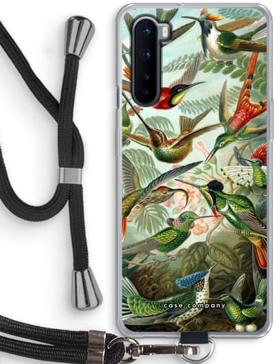 Case Company® - Hoesje met koord geschikt voor OnePlus Nord hoesje met Koord - Haeckel Trochilidae - Telefoonhoesje met Zwart Koord - Bescherming aan alle Kanten en Over de Schermrand