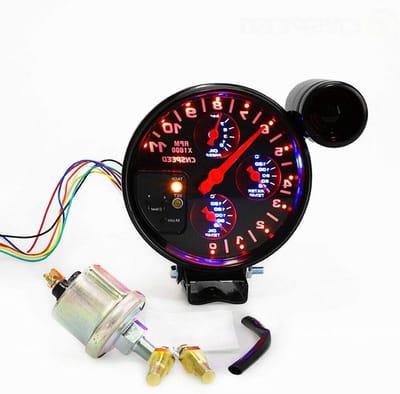 5 inch 12V Auto Rev Gauge - Automotive Toerenteller Meter met Seat en Shift Light Oliepers Auto Water Olie Temperatuur