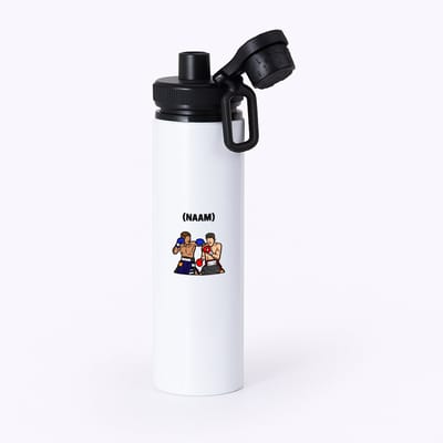 Hacebo® - Boksen met eigen naam waterfles met draaidop zwart - Sport - Bokser - Vechtsport - water fles - 850ML
