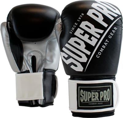 Super Pro Combat Gear (kick)bokshandschoenen Rebel Zwart/Grijs/Wit 8oz
