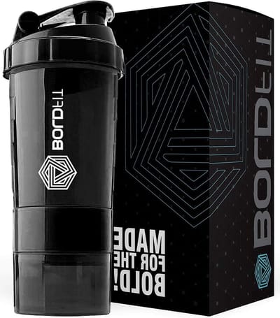 Gym Spider Shaker fles 500 ml met extra vak ideaal voor proteïne - preworkout en BCAA's - BPA-vrij materiaal (zwart)