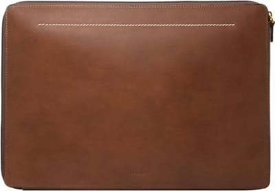 FOSSIL Leren Laptop hoes met laptopvak Westover Laptop Case Medium Brown Bruine