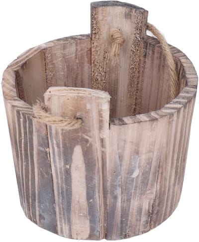 Dailygoods- Bloempot Weerbestendig - Houten Plantenbak - Rustieke Stijl - Ronde Emmer - Luchtdoorlatend - Geschikt Voor Binnen/Buiten