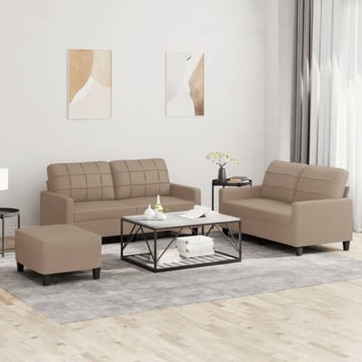vidaXL - 3-delige - Loungeset - met - kussens - kunstleer - cappuccino