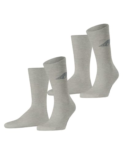 Esprit Unisex Logo 2-Pack gedessineerd katoen multipack sokken heren grijs - maat 35-38
