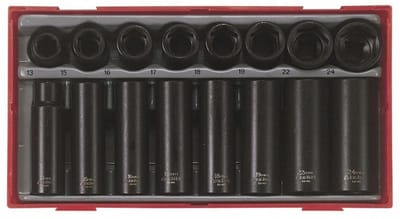 Teng Tools hamerset 1/2" kort en lang, 16-delig