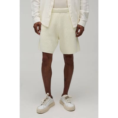 Ontspannen Gebreide Short Met Open Steek | Ecru | Size XS