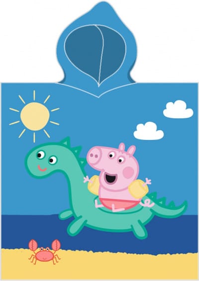 badponcho Peppa Pig 50 x 115 cm katoen blauw/geel