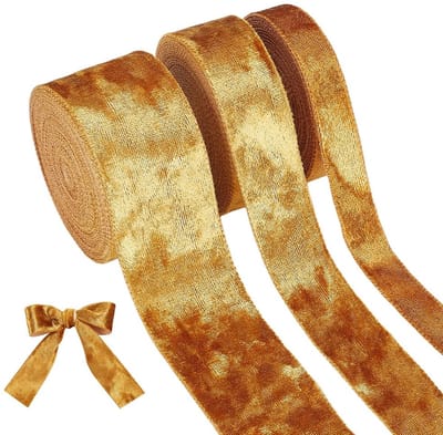 Dailygoods- Fluwelen Lint 15 Yards - Goud Verpletterd - Kerstdecoratie - Geschenkverpakking - Ambachten - Elegant Ontwerp - Decoratielint