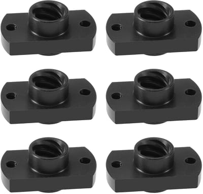 Dailygoods- Loodschroefmoer 6 Stuks - POM - Compatibel met 3D-printers - Grootte 24,2 x 12,7 mm - Dikte 10,5 mm - Diameter 10 mm - Schroefmoer