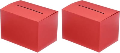 Suggestiedoos Karton - Loterij Box - Stemmen Verzamelen - Inclusief Kopkaart - 2 stuks 16.5cm - Rood